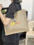 Small Shopper Bag Fish Graphic Vacation Button Decor