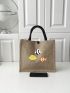 Small Shopper Bag Fish Graphic Vacation Button Decor