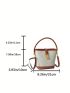 Small Bucket Bag Geometric Pattern Turn Lock Contrast Binding