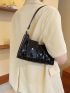 Solid Color Baguette Bag Quilted With Coin Purse