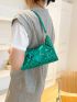 Quilted Baguette Bag Zipper With Coin Purse Metallic Funky