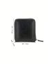 Zipper Card Holder PU Minimalist Solid Black