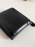 Zipper Card Holder PU Minimalist Solid Black