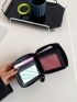 Zipper Card Holder PU Minimalist Solid Black