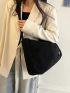 Oversized Hobo Bag Letter Patch Decor Fashion Style