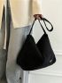 Oversized Hobo Bag Letter Patch Decor Fashion Style