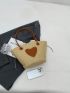 Medium Straw Bag Heart Patch With Drawstring Inner Pouch