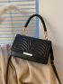 Mini Square Bag Chevron Quilted Flap Top Handle