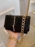 Mini Square Bag Quilted Solid Color Tassel Decor Chain Strap