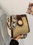 Mini Color Block Straw Bag Button Decor Vacation