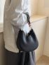 Litchi Embossed Hobo Bag Fashion Black