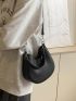 Litchi Embossed Hobo Bag Fashion Black