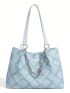 Large Shoulder Tote Bag Geometric Pattern Chain & Metal Decor