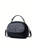 Crocodile Embossed Dome Bag Zipper Top Handle