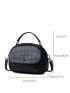 Crocodile Embossed Dome Bag Zipper Top Handle