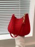 Crocodile Embossed Hobo Bag Neon Red Funky Felt