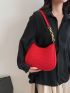 Crocodile Embossed Hobo Bag Neon Red Funky Felt