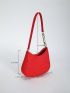 Crocodile Embossed Hobo Bag Neon Red Funky Felt