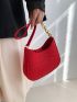 Crocodile Embossed Hobo Bag Neon Red Funky Felt