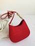 Crocodile Embossed Hobo Bag Neon Red Funky Felt