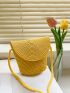 Mini Straw Bucket Bag Shoulder Bag Women Summer Vacation Bag