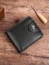 Minimalist Small Wallet Snap Button Bifold Black