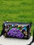 Flower Embroidery Crossbody Bag, Women's Zipper Shoulder Bag