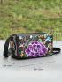 Flower Embroidery Crossbody Bag, Women's Zipper Shoulder Bag