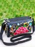 Flower Embroidery Crossbody Bag, Women's Zipper Shoulder Bag