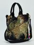 Women Embroidered Handbag, Girl's Crossbody Bag Floral Embroidery Tote Bag