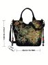 Women Embroidered Handbag, Girl's Crossbody Bag Floral Embroidery Tote Bag