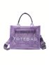 Letter Print Tote Bag Double Handle PVC