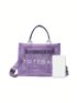 Letter Print Tote Bag Double Handle PVC