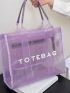 Letter Print Tote Bag Double Handle PVC