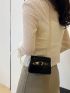 Mini Crocodile Embossed Square Bag Black Elegant