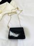 Mini Crocodile Embossed Square Bag Black Elegant