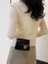 Mini Crocodile Embossed Square Bag Black Elegant