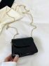 Mini Crocodile Embossed Square Bag Black Elegant