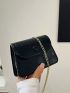 Mini Crocodile Embossed Square Bag Black Elegant