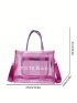 Letter Print Square Bag Double Handle Funky Style, Clear Bag