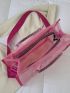 Letter Print Square Bag Double Handle Funky Style, Clear Bag