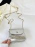 Mini Crocodile Embossed Square Bag Flap Metallic Funky