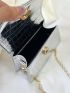 Mini Crocodile Embossed Square Bag Flap Metallic Funky