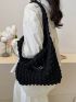 Small Shopper Bag Ruched Detail Chain Decor Black