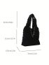 Small Shopper Bag Ruched Detail Chain Decor Black