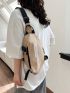 Mini Sling Bag Letter Print Khaki Adjustable Strap