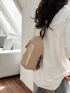 Mini Sling Bag Letter Print Khaki Adjustable Strap