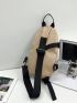 Mini Sling Bag Letter Print Khaki Adjustable Strap