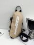 Mini Sling Bag Letter Print Khaki Adjustable Strap