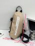 Mini Sling Bag Letter Print Khaki Adjustable Strap